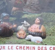 Christianity was introduced to the Canadian Indians in the 19th century. Today they reproduce their Crèches in synthetic resin for sale to tourists in their Reservation. shops.